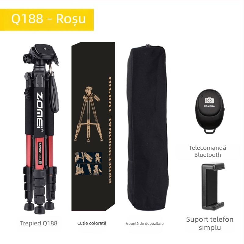Zomei Q188 trepied cu cap de 3 axe, aliaj de aluminiu, încărcare 5 kg, placă cu eliberare rapidă