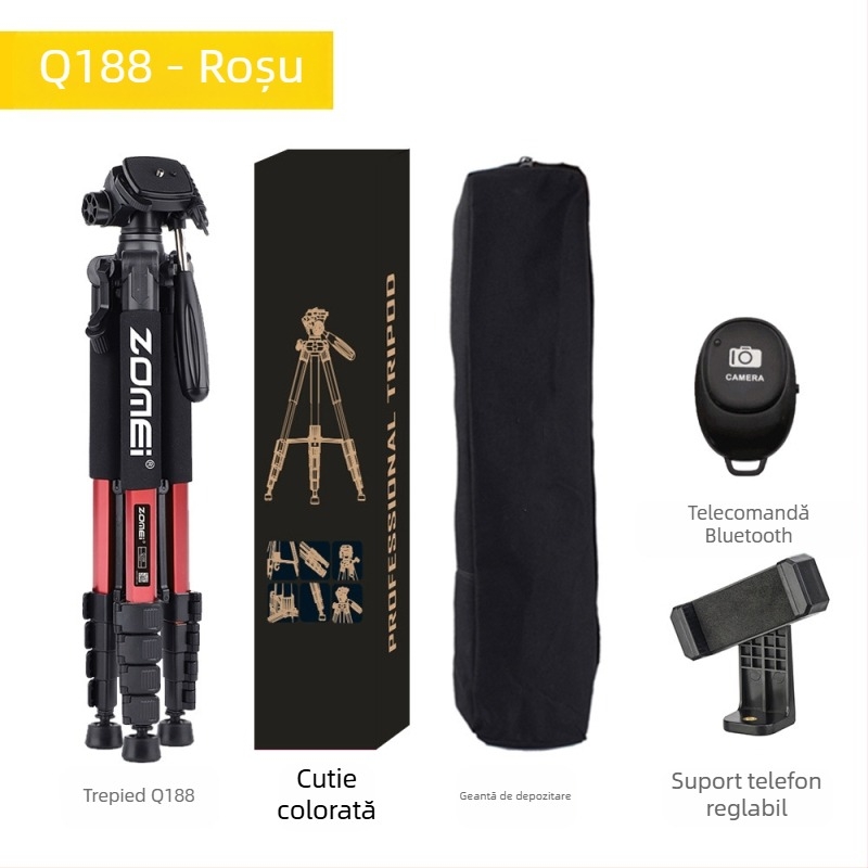 Zomei Q188 trepied cu cap de 3 axe, aliaj de aluminiu, încărcare 5 kg, placă cu eliberare rapidă