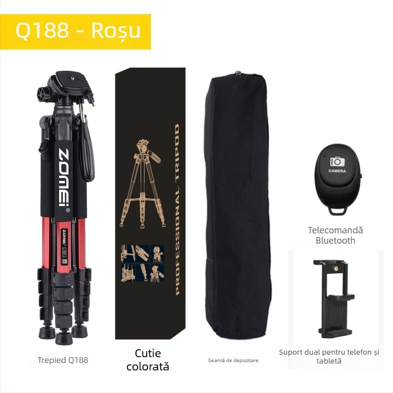 Zomei Q188 trepied cu cap de 3 axe, aliaj de aluminiu, încărcare 5 kg, placă cu eliberare rapidă