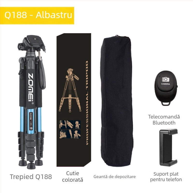 Zomei Q188 trepied cu cap de 3 axe, aliaj de aluminiu, încărcare 5 kg, placă cu eliberare rapidă