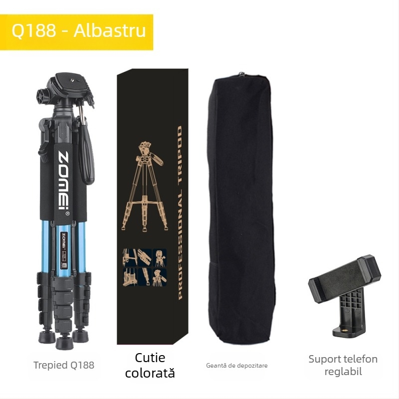 Zomei Q188 trepied cu cap de 3 axe, aliaj de aluminiu, încărcare 5 kg, placă cu eliberare rapidă