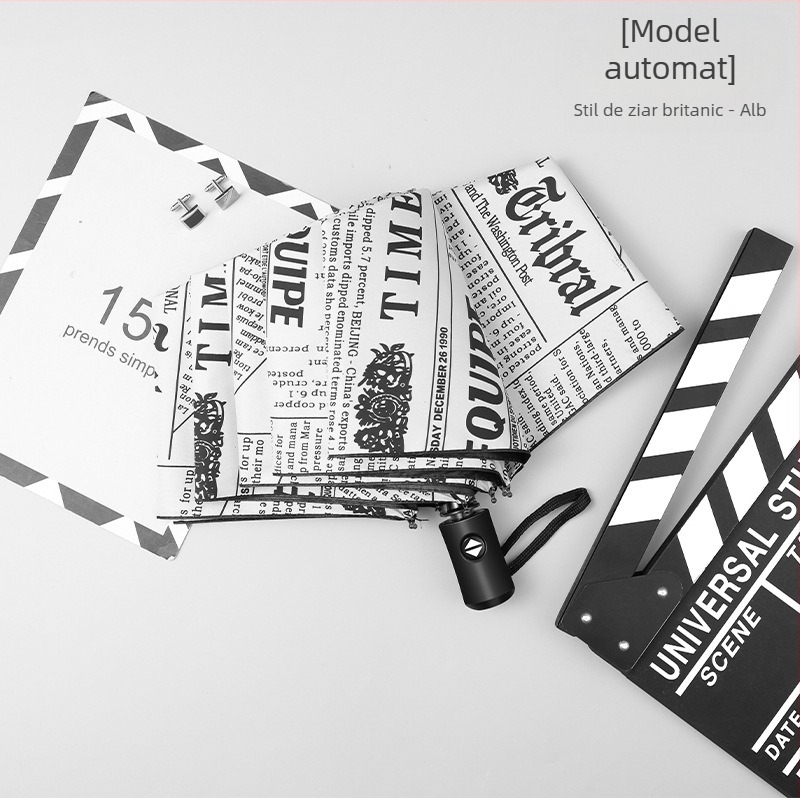 Umbrelă pliabilă cu design ursuleț desen animat, 8 arce din oțel, țesătură 190T cu acoperire vinil, deschidere automată, închidere semiautomată, protecție UV UPF 30+