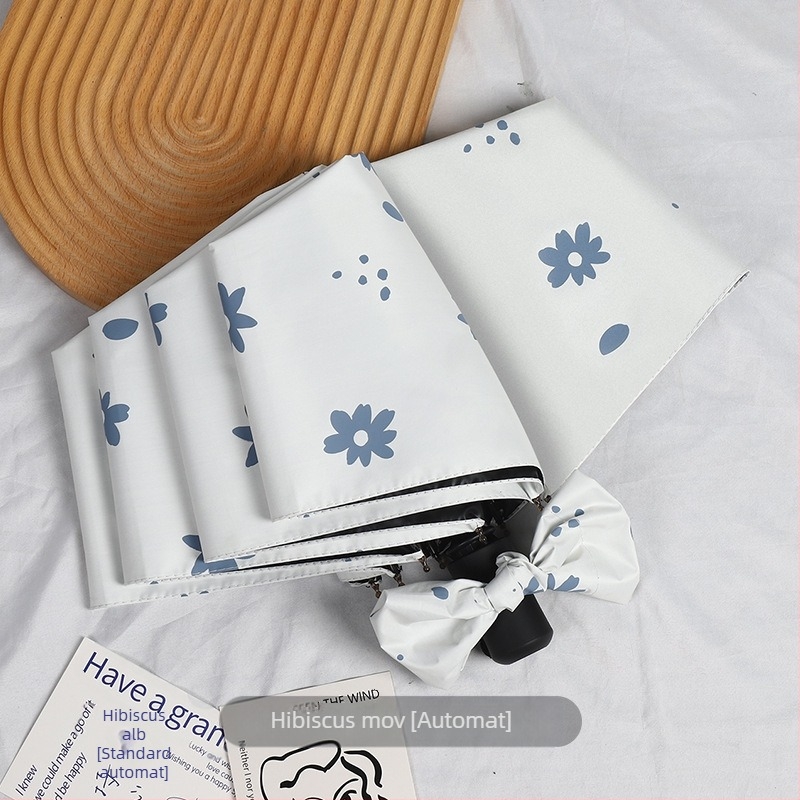 Umbrelă pliabilă cu design ursuleț desen animat, 8 arce din oțel, țesătură 190T cu acoperire vinil, deschidere automată, închidere semiautomată, protecție UV UPF 30+