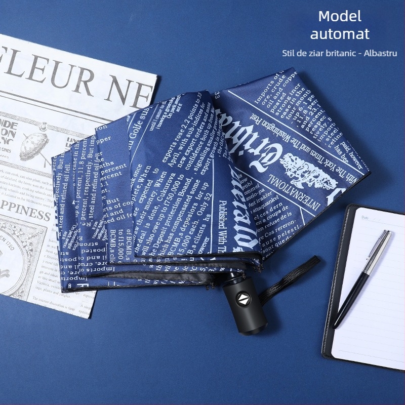 Umbrelă pliabilă cu design ursuleț desen animat, 8 arce din oțel, țesătură 190T cu acoperire vinil, deschidere automată, închidere semiautomată, protecție UV UPF 30+