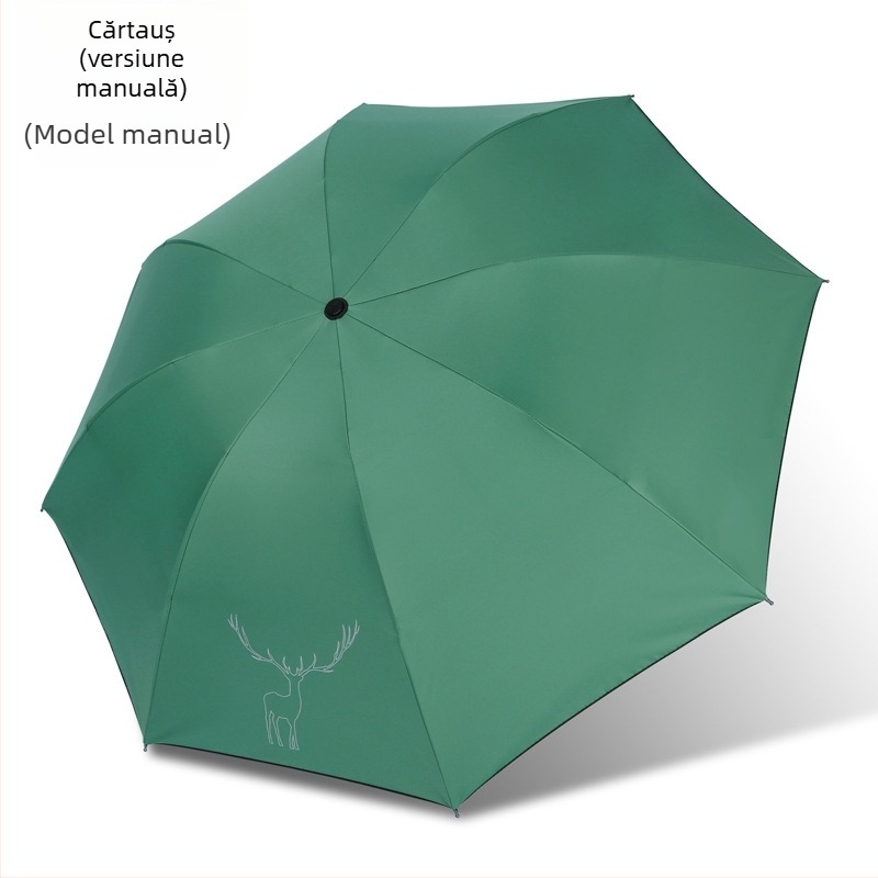 Umbrelă pliabilă cu design ursuleț desen animat, 8 arce din oțel, țesătură 190T cu acoperire vinil, deschidere automată, închidere semiautomată, protecție UV UPF 30+