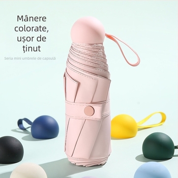 Red Leaves Umbrelă de soare cu cinci segmente, unisex, compactă, deschidere manuală, UPF >50, țesătură 190T, ramă din fibră