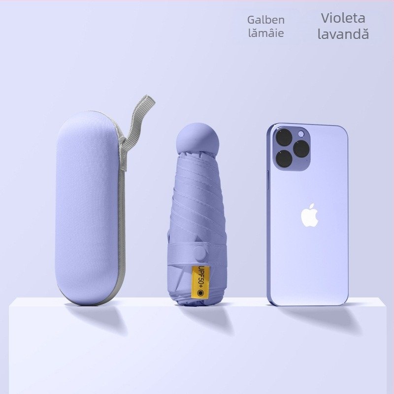 Red Leaves Umbrelă de soare cu cinci segmente, unisex, compactă, deschidere manuală, UPF >50, țesătură 190T, ramă din fibră