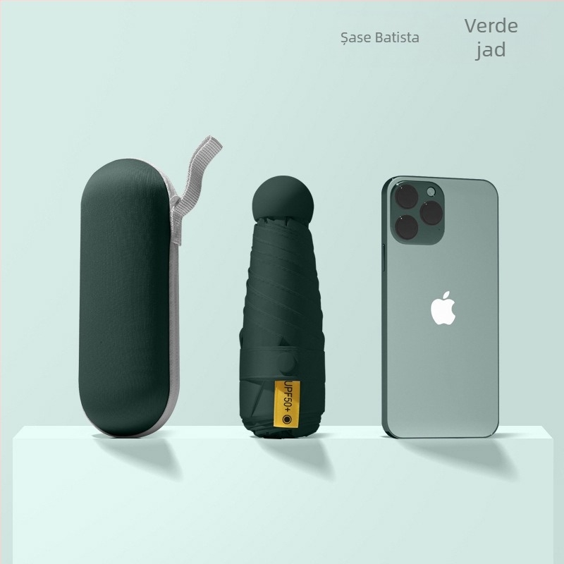 Red Leaves Umbrelă de soare cu cinci segmente, unisex, compactă, deschidere manuală, UPF >50, țesătură 190T, ramă din fibră