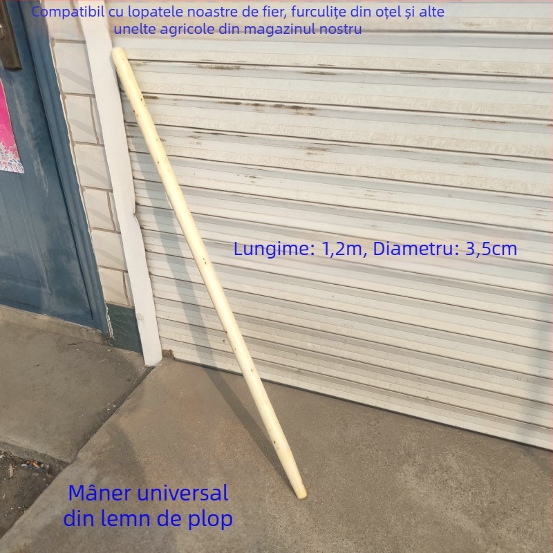 Lopată de zăpadă cu cap din oțel cu conținut mediu de carbon și mâner din lemn, greutate 1,2 kg, grosime cap 1,3 mm