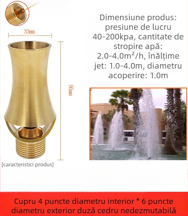 Duza de fântână, din cupru masiv cu oțel inoxidabil 304, reglabilă universal, design turn de gheață/arbore pentru peisaje cu piscine