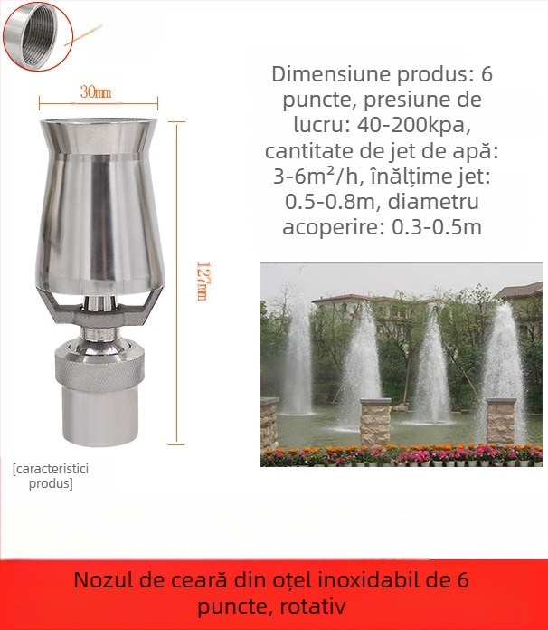 Duza de fântână, din cupru masiv cu oțel inoxidabil 304, reglabilă universal, design turn de gheață/arbore pentru peisaje cu piscine