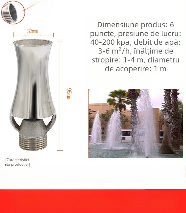 Duza de fântână, din cupru masiv cu oțel inoxidabil 304, reglabilă universal, design turn de gheață/arbore pentru peisaje cu piscine