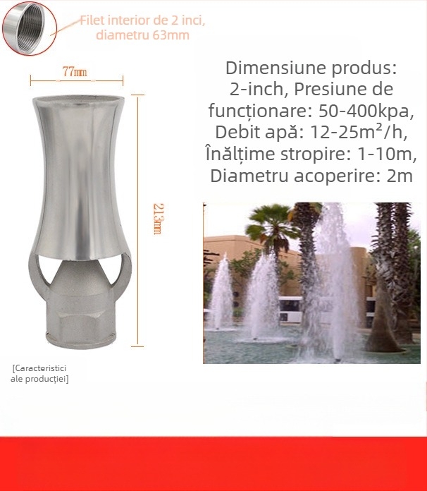 Duza de fântână, din cupru masiv cu oțel inoxidabil 304, reglabilă universal, design turn de gheață/arbore pentru peisaje cu piscine