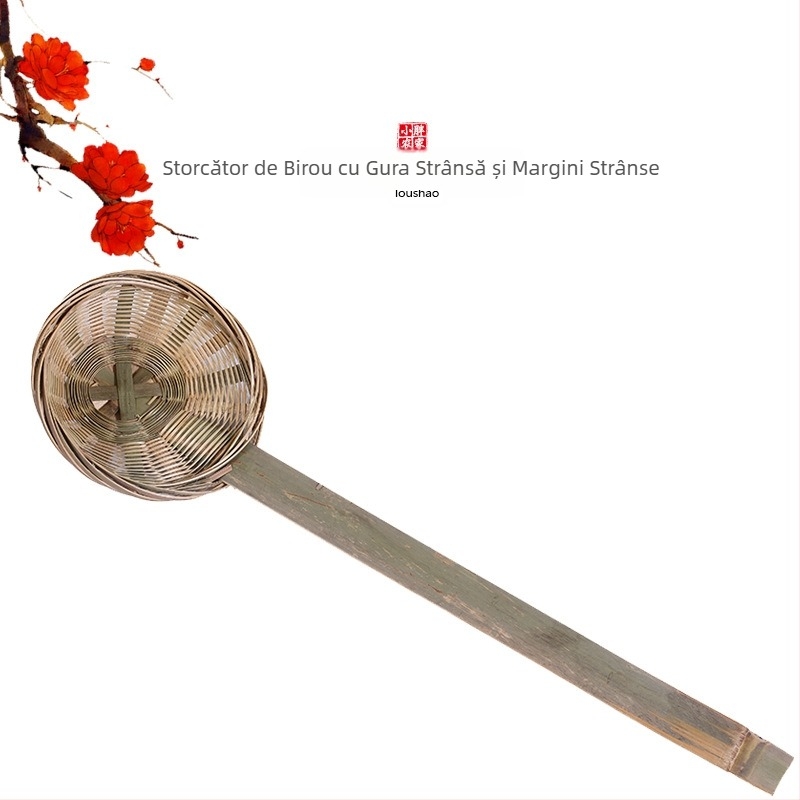 Filtru de bucătărie din bambus, lucrat manual, cu coș pentru tăiței și linguriță pentru pudră de orez – Origine: Chaozhou, Categorie: Lingură de bucătărie