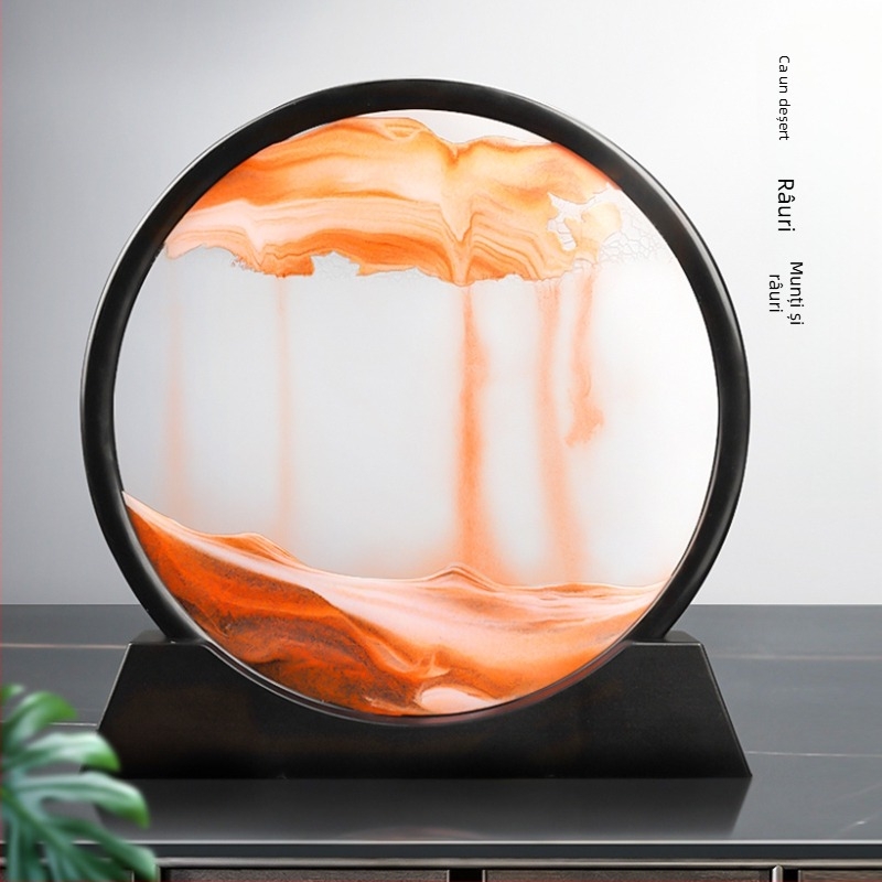 Clepsidră din sticlă 3D cu artă de nisip în mișcare, decor modern minimalist pentru birou și sufragerie