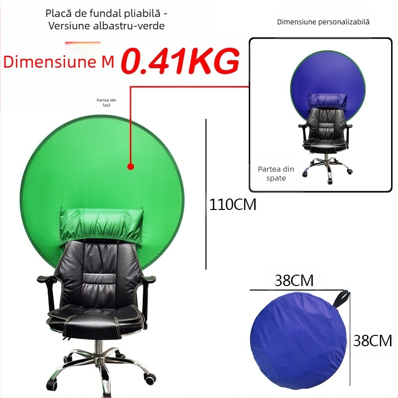 Pânză de fundal chromakey pliabilă, din poliester, mai multe dimensiuni, potrivită pentru fotografie de buletin, imprimare logo disponibil