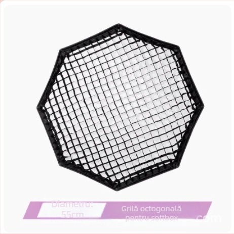 Softbox de lumină moale, octagonal, portabil, cu grilă faguri pentru studio foto