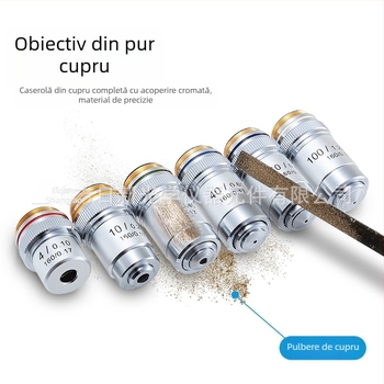 NISHAI obiectiv de microscop achromat — set cu 4x, 10x, 20x, 40x, 60x; aplicații: biologie, chimie, cercetare