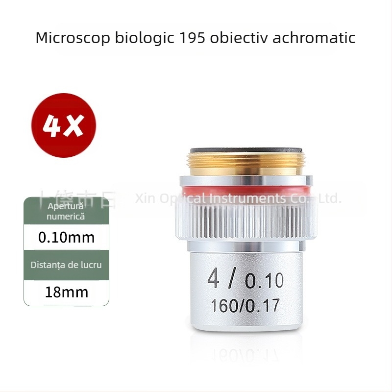 NISHAI obiectiv de microscop achromat — set cu 4x, 10x, 20x, 40x, 60x; aplicații: biologie, chimie, cercetare