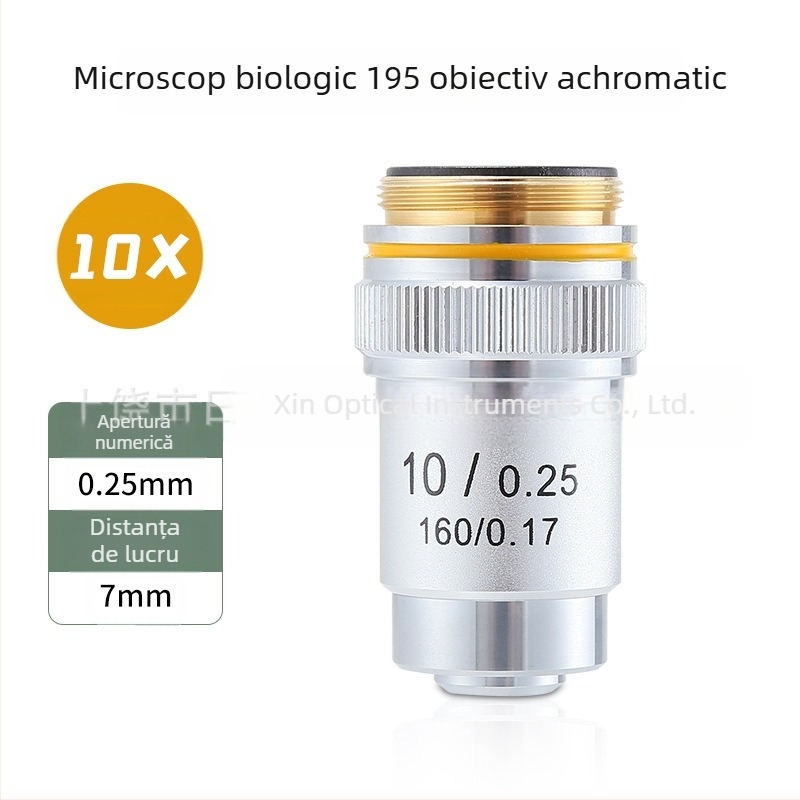 NISHAI obiectiv de microscop achromat — set cu 4x, 10x, 20x, 40x, 60x; aplicații: biologie, chimie, cercetare