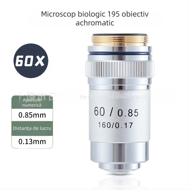 NISHAI obiectiv de microscop achromat — set cu 4x, 10x, 20x, 40x, 60x; aplicații: biologie, chimie, cercetare
