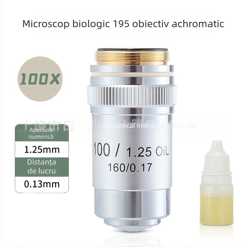 NISHAI obiectiv de microscop achromat — set cu 4x, 10x, 20x, 40x, 60x; aplicații: biologie, chimie, cercetare