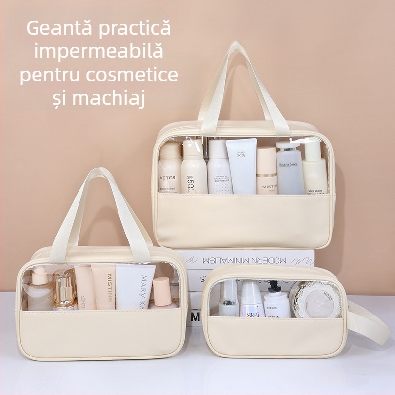 Geantă de toaletă din PVC, patchwork, impermeabilă, stil coreean, pentru călătorii