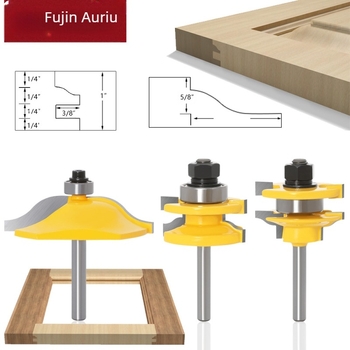 Set de freze pentru panouri de uși și uși de mobilier, 3 piese, compatibil cu lemn, MDF și laminat, Hibiscus Jincheng