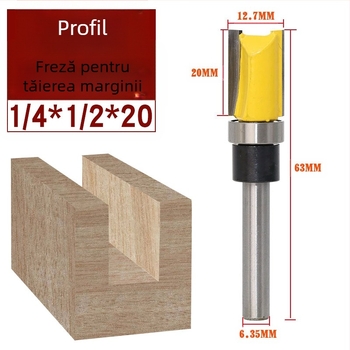 Cap de freză pentru finisaj lemn cu rulmenți, ax de 6.35 mm, freză dreaptă/copiere pentru frezare