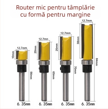 Cap de freză pentru finisaj lemn cu rulmenți, ax de 6.35 mm, freză dreaptă/copiere pentru frezare