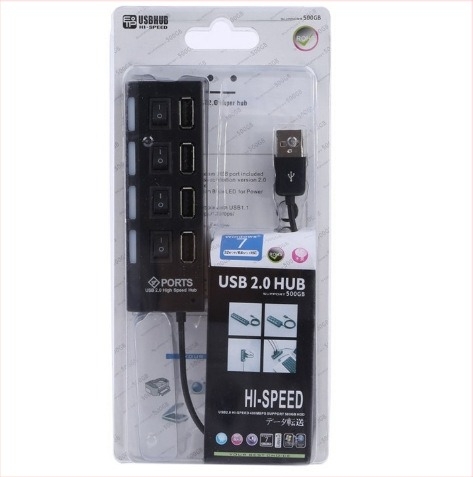 Hub USB SD-134 cu comutator independent, 1–4 porturi, USB 2.0, 480 Mbps, alimentat prin USB