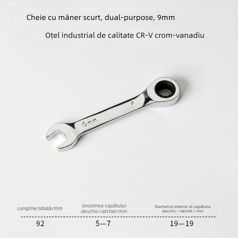 Cheie clichet cu dublă utilizare, design compact, oțel crom-vanadiu