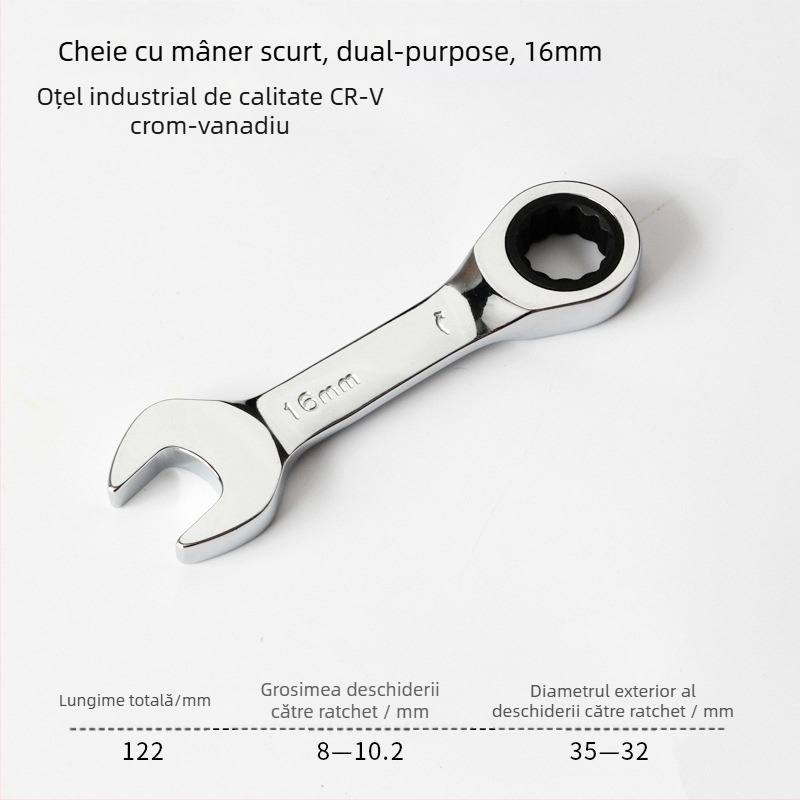 Cheie clichet cu dublă utilizare, design compact, oțel crom-vanadiu