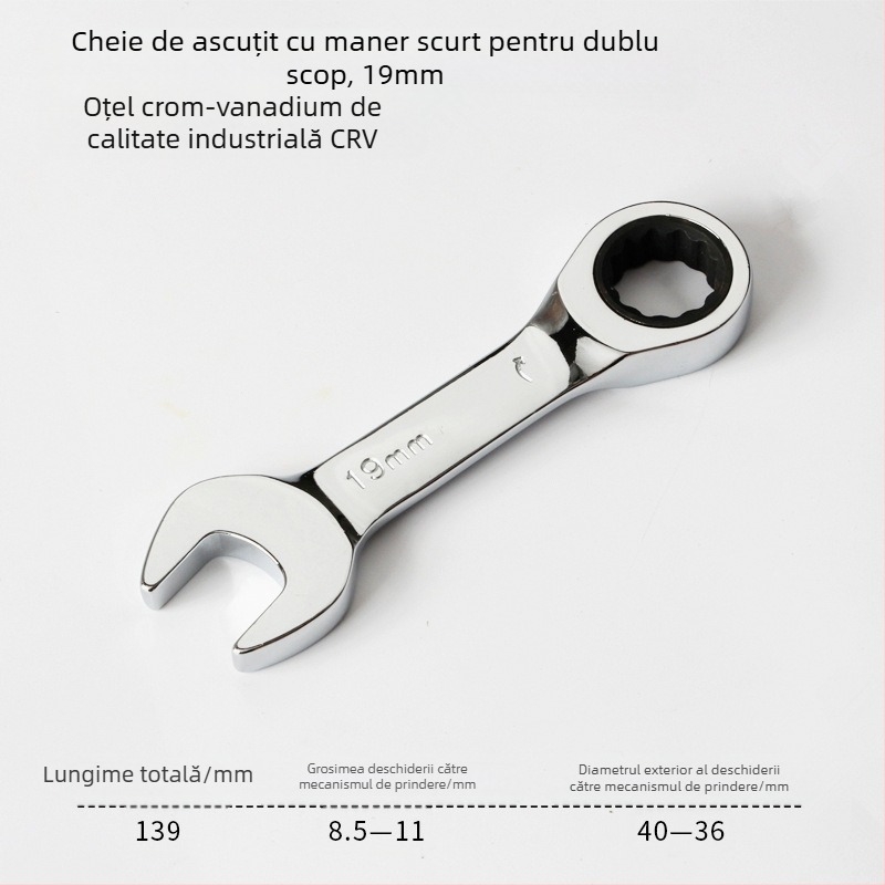Cheie clichet cu dublă utilizare, design compact, oțel crom-vanadiu
