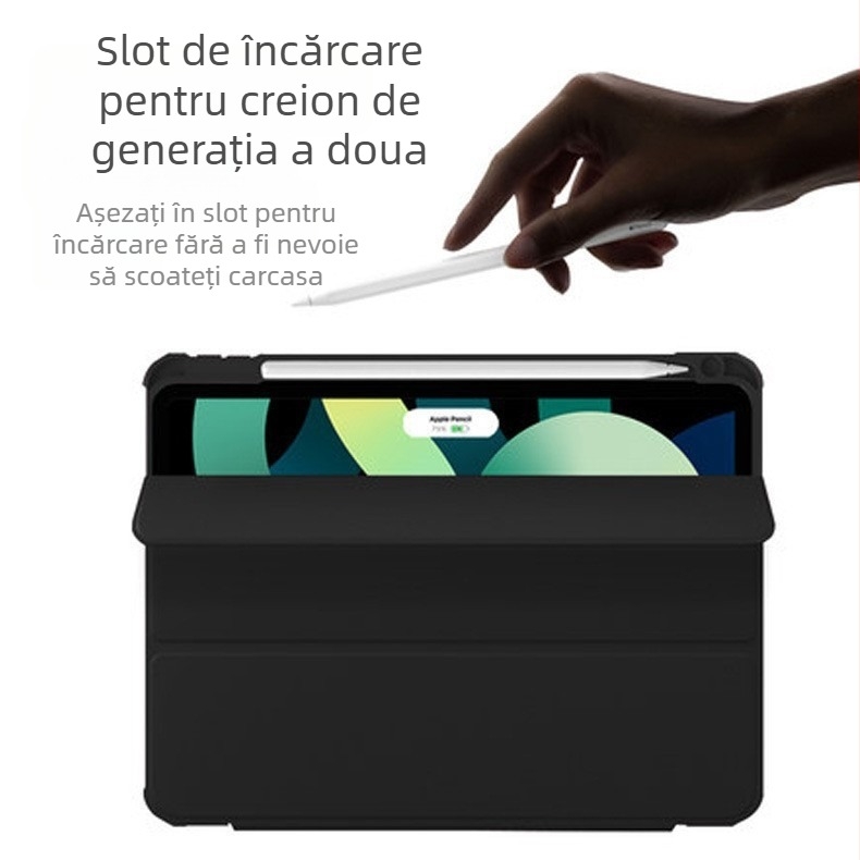 Husă de protecție pentru iPad Pro 2024 cu slot pentru stilou, piele sintetică, design tip flip, protecție anti-șoc, compatibilă cu iPad Pro 2024