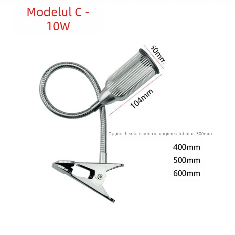 Spot LED clip cu corp din aluminiu, 5W–12W, CRI 80–89, ≤36V, întrerupător cu buton