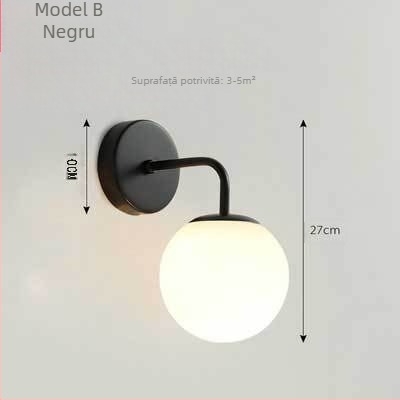 Lampă de perete LED cu abajur din sticlă, corp din aluminiu, tensiune ≤36V