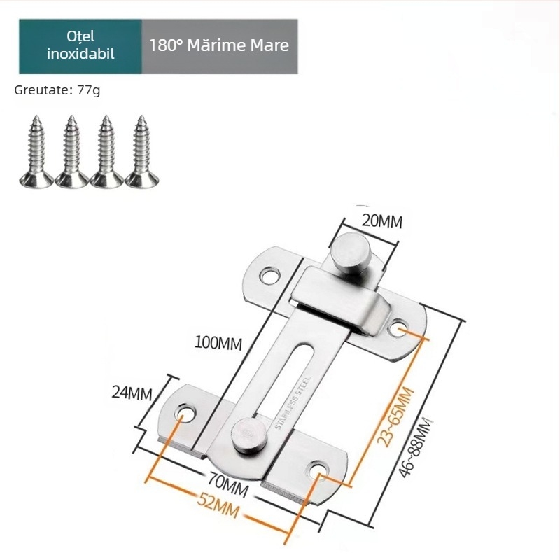 Zăvor din oțel inoxidabil pentru ușă, încuietoare tip H, accesorii ușă, finisaj vopsire cu spray, marca Meishijia
