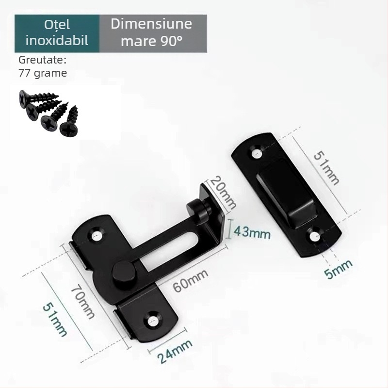 Zăvor din oțel inoxidabil pentru ușă, încuietoare tip H, accesorii ușă, finisaj vopsire cu spray, marca Meishijia