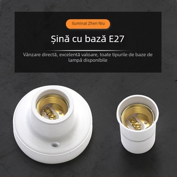 Suport ceramic cu filet E27 pentru bec, corp și abajur din PVC, IP20, model QPD-008, alimentare la priză