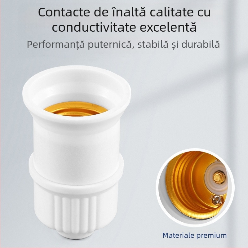 Suport ceramic cu filet E27 pentru bec, corp și abajur din PVC, IP20, model QPD-008, alimentare la priză