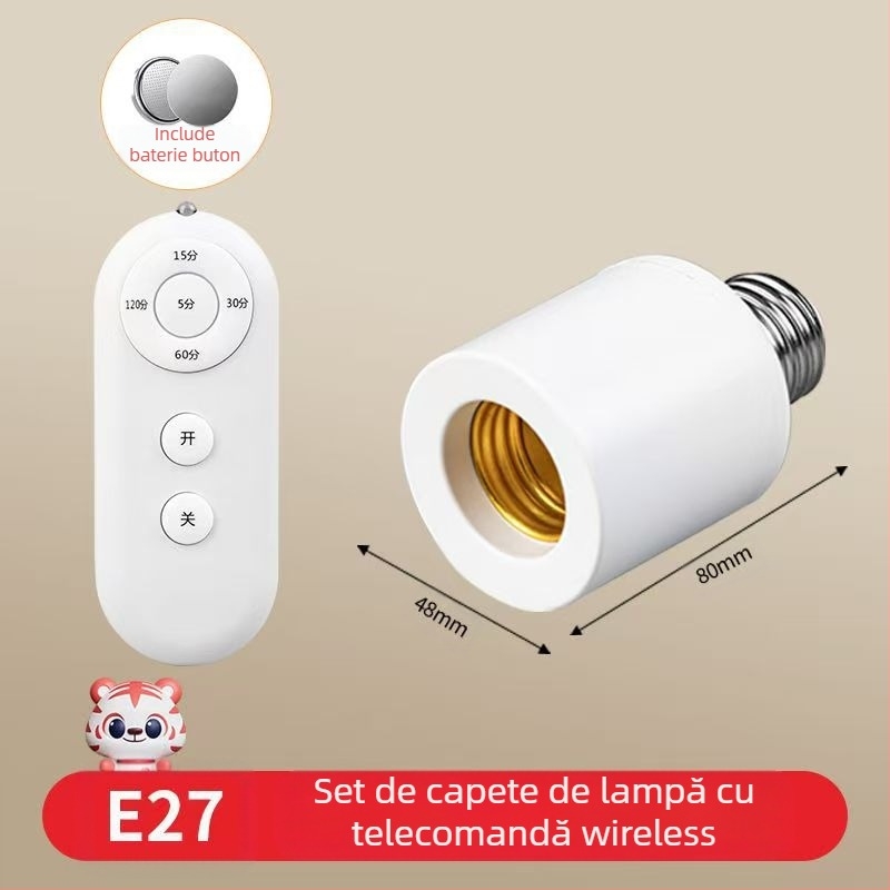 Suport ceramic cu filet E27 pentru bec, corp și abajur din PVC, IP20, model QPD-008, alimentare la priză