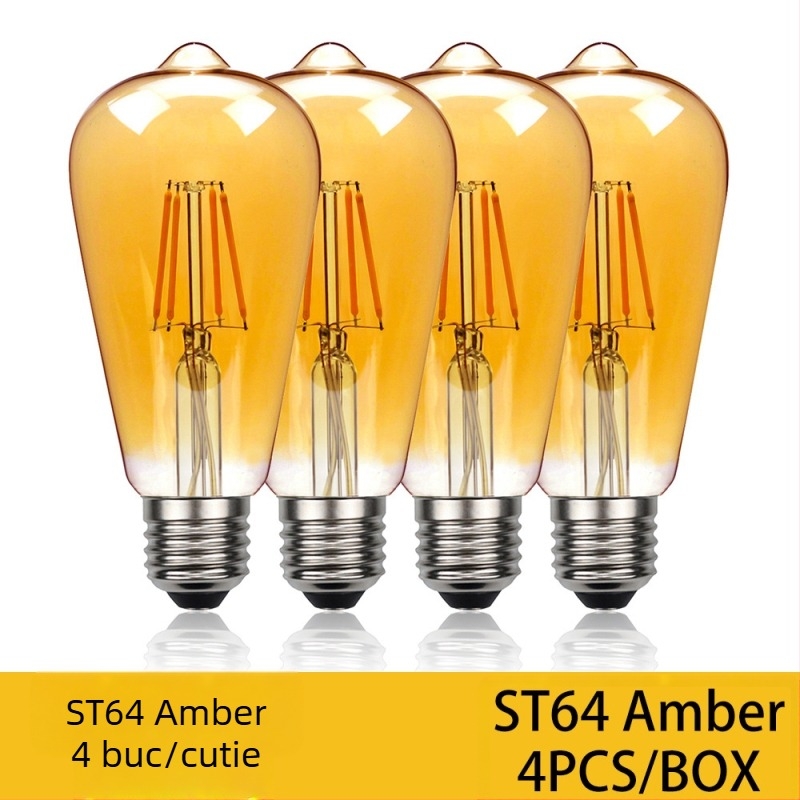 Lampă LED Edison cu filament, bază E27, model ST64, 360 lm, CRI 90+, durată de viață 20000 h