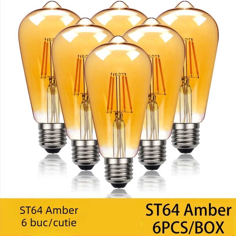 Lampă LED Edison cu filament, bază E27, model ST64, 360 lm, CRI 90+, durată de viață 20000 h