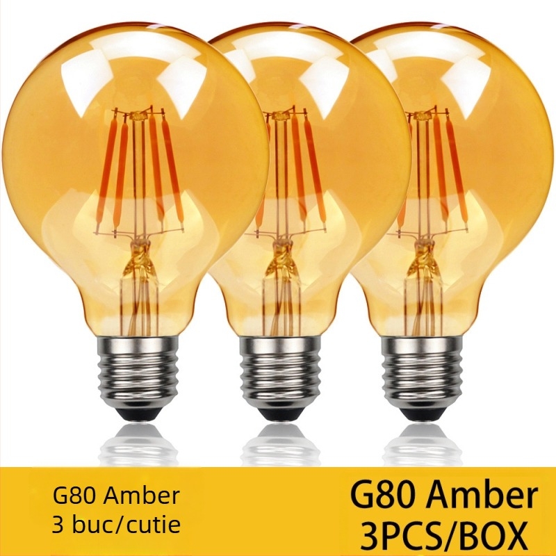 Lampă LED Edison cu filament, bază E27, model ST64, 360 lm, CRI 90+, durată de viață 20000 h