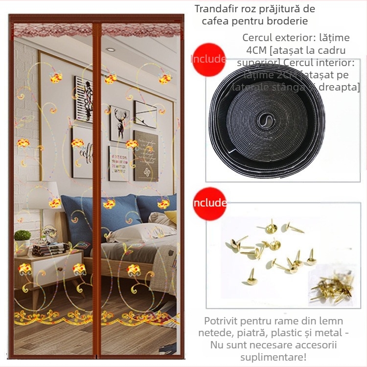 Ușă de plasă magnetică | perdea pentru ușă de dormitor, stil modern minimalist, conținut țesătură 99%