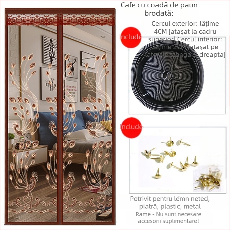 Ușă de plasă magnetică | perdea pentru ușă de dormitor, stil modern minimalist, conținut țesătură 99%