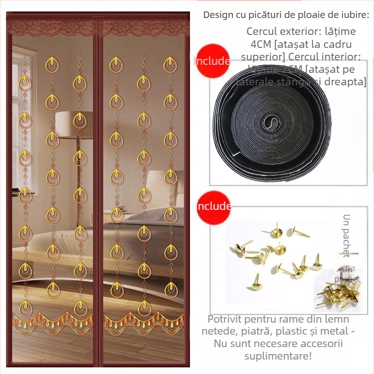 Ușă de plasă magnetică | perdea pentru ușă de dormitor, stil modern minimalist, conținut țesătură 99%