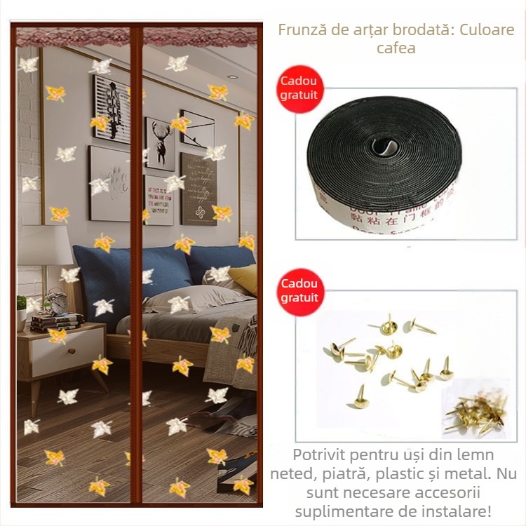 Ușă de plasă magnetică | perdea pentru ușă de dormitor, stil modern minimalist, conținut țesătură 99%