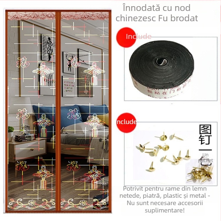 Ușă de plasă magnetică | perdea pentru ușă de dormitor, stil modern minimalist, conținut țesătură 99%